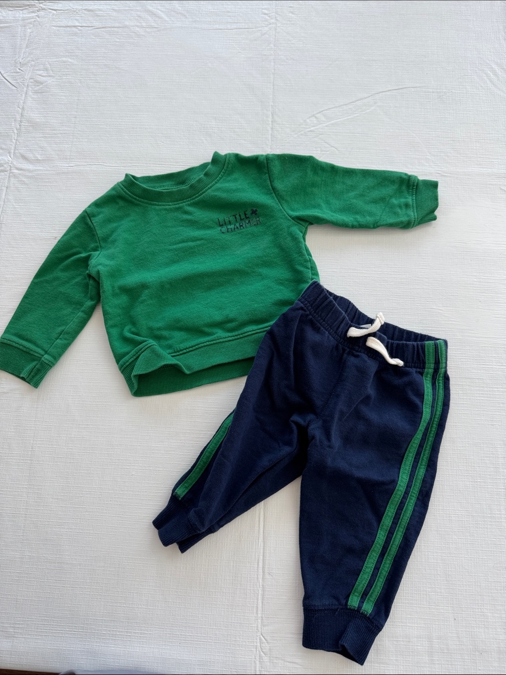 Carter's Green Sweatshirt and Navy Joggers with Green Stripes